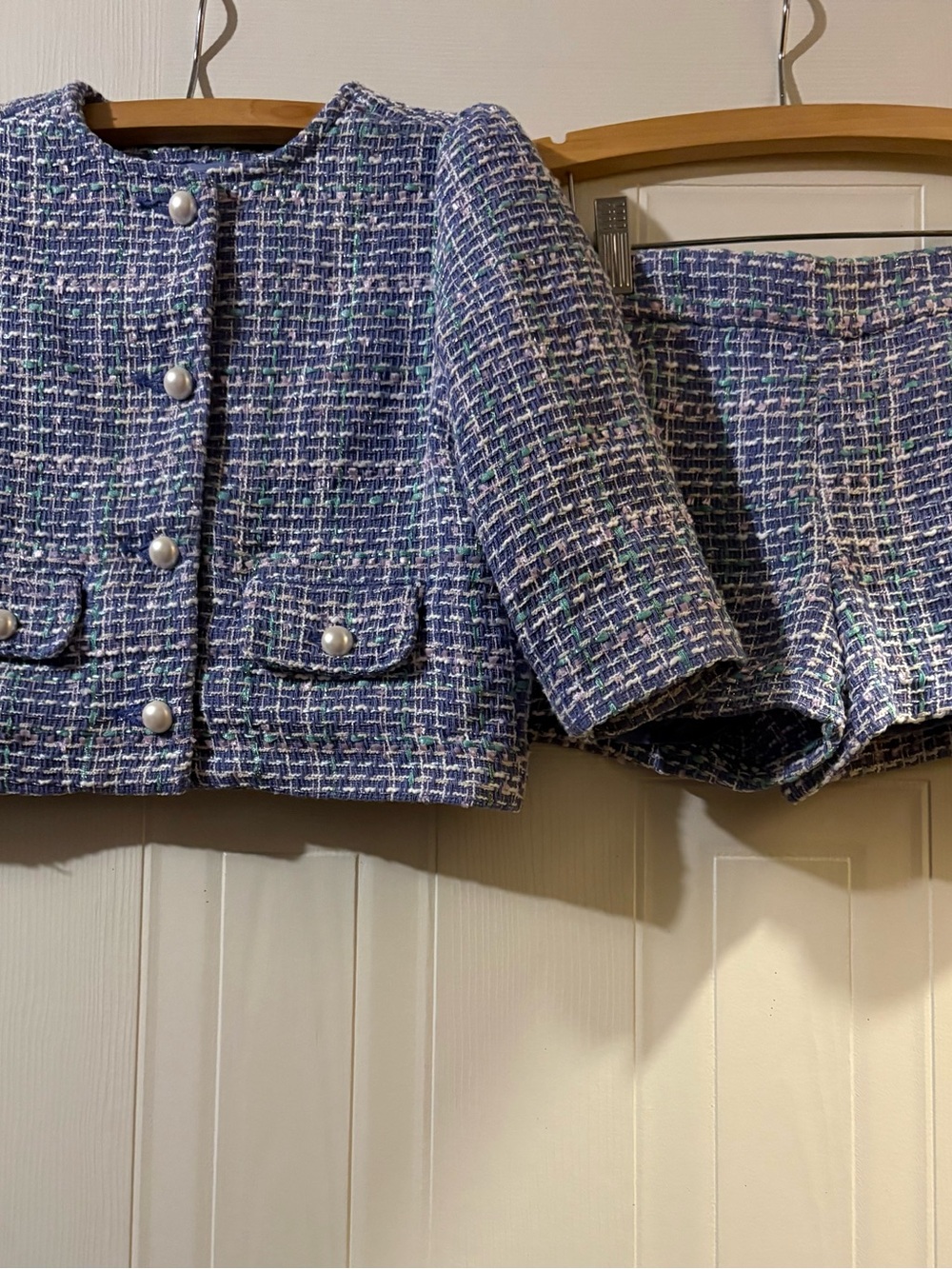Janie and Jack Blue Plaid Tweed Jacket and Shorts Set